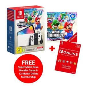 Nintendo Switch OLED Model (White) + FREE Super Mario B.Wonder + FREE 12 Months